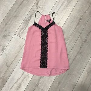 Express Pink with black lace detail tank top